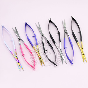 New Cuticle Spring Scissors Manicure Spring Scissors <b>Micro</b> Eyelash & Eyebrow Scissors Straight Tip Nose Beard <b>Extension</b> Tool - Product Image 1
