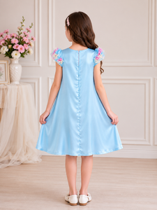 Vestido de Fiesta de Tul con Bordado Floral y Lazo de Satén para Niñas |   Elegante Vestido de Princesa - Product Image 5