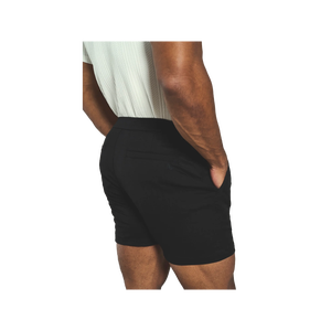 Shorts Bermuda Homme Noir Uni en Coton Décontracté Taille Élastique Mi-Haute avec Poches Respirant Style Tissé - Product Image 4