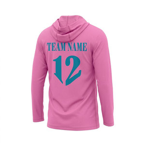 Sudadera con Capucha Personalizada al por Mayor con Logotipo y Número, Color Rosa, de Secado Rápido, para Calentamiento de Baloncesto, con Rayas - Product Image 4