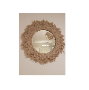 Miroir au design élégant, style bohème, franges en macramé, décoration murale ronde, décoration artistique pour les maisons, les hôtels, les maisons d'hôtes, les stations balnéaires, etc. - Product Image 1