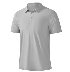 Polo Oxford à manches courtes pour homme, couleur unie, coupe classique, boutons sur le devant, tissu tissé décontracté - Product Image 1