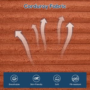 ผ้าลูกฟูกสีส้มรูปตัว L สำหรับโซฟาเมมโมรี่โฟมโครงเหล็กแปลงสภาพโซฟาสำหรับห้องนั่งเล่นโฮมเธียเตอร์ไม่มี - Product Image 5