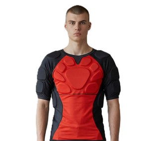 Camiseta de Fútbol Americano para Hombre, Ajustada, Manga Larga, Acolchada, Transpirable, Compresión, Cuello Redondo, Roja y Negra, para Todas las Temporadas, Poliéster - Product Image 6