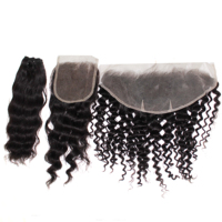 Lot de 3 mèches de cheveux brésiliens Remy naturels avec closure en peau et extensions de cheveux