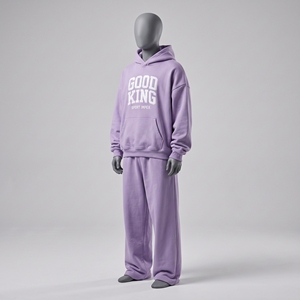 Lavender Oversized Sweatsuit Men Women White Varsity Letter <b>Hoodie</b> Wide Straight Sweatpants Lilac <b>Hoodie</b> Pants Set Unisex <b>Fleece</b> - Product Image 3