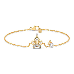 Bracelet Royal Crown Diamond avec chaîne en or jaune et motif architectural central - Product Image 2