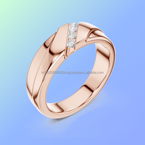 Men's Tiny Gleam Lab Grown Diamonds 14K Rose <b>Gold</b> Boho Stackable <b>Ring</b> <b>Set</b> for Daily Wear - Product Image 1