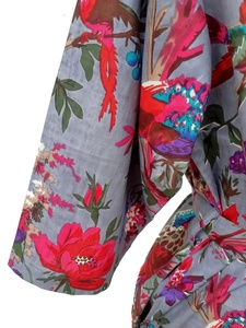 Batas de mujer de algodón 100%, bata Kimono indio estampada con cierre de cordón, transpirable para la temporada de invierno - Product Image 3