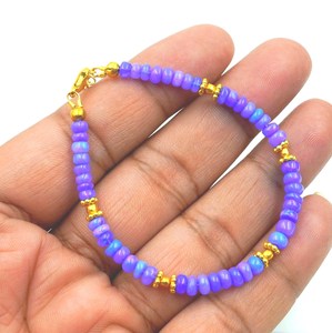 HAYAAT GEMS Natural Blue Ethiopian Opal Beaded Bracelet | AAA High <b>Fire</b> Gemstone October Birthstone Romantic Style - Product Image 6