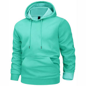 Sweat à capuche oversize blanc uni personnalisé pour homme, en molleton épais, style streetwear décontracté, en mélange de coton, avec poche kangourou - Product Image 4
