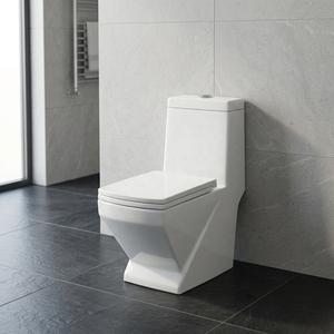 Inodoro de una pieza de estilo europeo, montado en el suelo, cuadrado, de cerámica, para baños de casas y villas de alta gama. - Product Image 4
