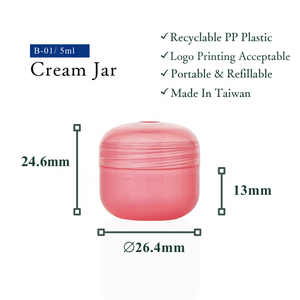 Mini pot cosmétique en plastique rose PP 5g avec bouchon à vis pour soins de la peau et crème pour les yeux - Product Image 3