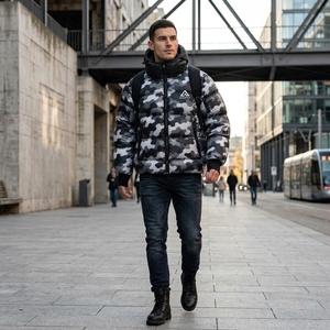 Men's Hooded Puffer Jacket <b>Warm</b> Quilted Winter Outdoor <b>Coat</b> Lightweight <b>Waterproof</b> Jacket One Apex - Product Image 5