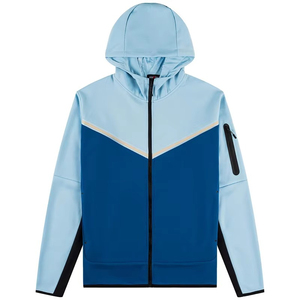 Ensemble de survêtement léger et sans coutures bleu pour homme, à séchage rapide, avec capuche et fermeture éclair intégrale, pour le sport, la course, la gym et l'entraînement (hoodie et pantalon) - Product Image 5