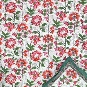 Parure de draps plats en coton imprimé à la main de Jaipur, taille King, teintures non toxiques, doux, respirant, durable, écologique, style bohème, 200TC - Product Image 3