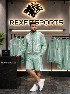 REXFIT SPORTS 2026 Conjunto Deportivo Personalizado para Hombre en Verde Menta, Chaqueta Cortavientos de Poliéster y Pantalones Cortos, Traje de Entrenamiento - Product Image 3