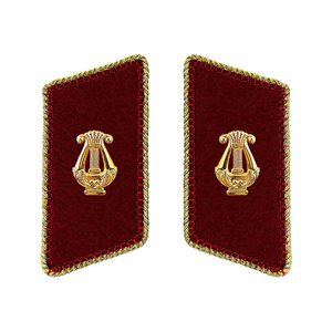 Custom Rank Badge Sew-On Patch Gold Lyre Insignia <b>Red</b> Velvet Rectangle Shape Uniform Decorations - Product Image 1