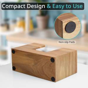 Distributeur de serviettes en papier pour comptoir en bois d'acacia, support de serviettes en papier pour salle de bain, distributeur de serviettes en papier pliées en trois pour la maison - Product Image 3
