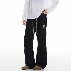HANO 2024 Casual ODM Women Canvas Breathable Spring Mid <b>Elastic</b> Waist <b>Lace</b>-up Nonwoven Straight-Leg Cargo Pants Loose Fit - Product Image 1