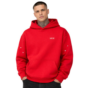 Sudaderas con Detalles Metálicos para Hombre, Sudadera Holgada de Algodón y Felpa, Estilo Urbano, Sudadera con Capucha de Corte Holgado, Sudaderas con Logotipo Personalizado, Suministro al por Mayor - Product Image 1