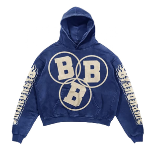 Custom Printed Casual Solid Acid Washed Unisex Winter Distressed Sweatsuit Set Heavyweight Embroidery Logo Design <b>Hooded</b> - Product Image 3