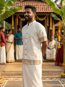 Handcrafted <b>Men</b>’s Khadi Cotton <b>Short</b> <b>Kurta</b> Traditional Indian Ethnic Wear with Mandarin Collar and Intricate Sleeve - Product Image 5
