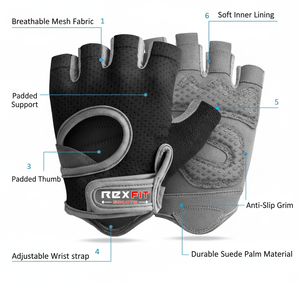 Gants d'entraînement multi-usages Rexfit Sports, couverture complète de la paume, design respirant et léger, gants de musculation - Product Image 5