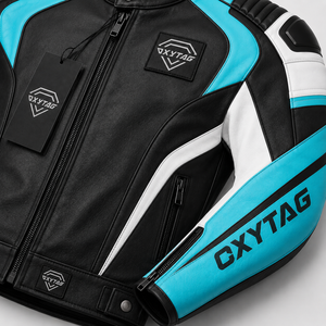 เสื้อแจ็คเก็ตหนังสำหรับผู้ชาย OXYTAG แขนยาว ป้องกันลม สีสันตัดกัน เหมาะสำหรับขี่มอเตอร์ไซค์ สีดำ น้ำเงิน ขาว สำหรับผู้ใหญ่ ทุกฤดู - Product Image 6