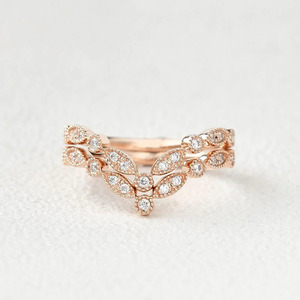 แหวนเพชรทรงกลมสีโรสโกลด์สำหรับปลูกในห้องแล็บเชฟรอนสุดหรู - Product Image 1