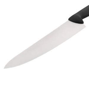 Couteaux de chef à lame argentée et manche noir avec protège-doigts incurvé pour la découpe de légumes, la découpe de viande et la préparation des aliments en cuisine - Product Image 3
