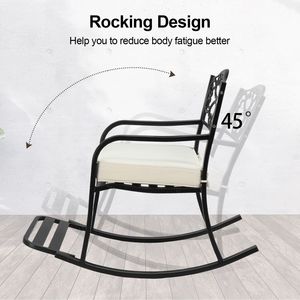 Silla Mecedora de Metal para Exteriores con Cojín y Reposapiés, Resistente a la Intemperie - Product Image 2