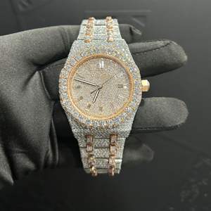 Reloj Unisex con Incrustaciones de Moissanita, con Fecha Automática, Diamantes Incoloros de Alta Calidad, Precio de Mayoreo, Superventas - Product Image 1