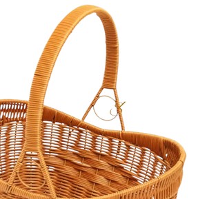 Summer Holiday Fruit <b>Gift</b> Basket Open Weave Design Oval Open Top Wicker Storage <b>Hamper</b> Folding Handle Rattan Picnic Basket <b>Boxes</b> - Product Image 2