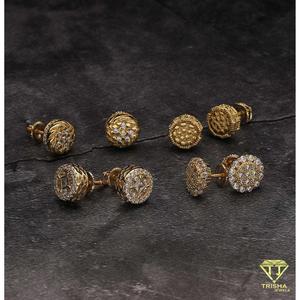 Boucles d'oreilles clous circulaires en argent sterling 925 avec diamant Moissanite, motif floral superposé en pierre, pour les détaillants de bijoux - Product Image 3