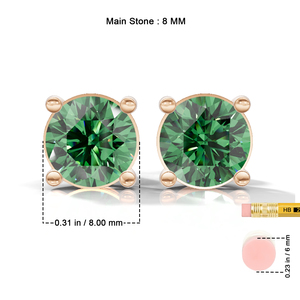 Heerani Jewels Lab Grown Round Emerald Prong <b>Set</b> 925 Sterling <b>Silver</b> Classic <b>Stud</b> Vermeil Rose Gold Unisex <b>Earrings</b> 1.9g - Product Image 6