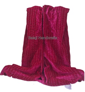 Wholesale Indian <b>Handmade</b> Kantha <b>Quilt</b> Reversible Blanket Velvet <b>Quilts</b> Cotton Kantha <b>Quilt</b> - Product Image 1