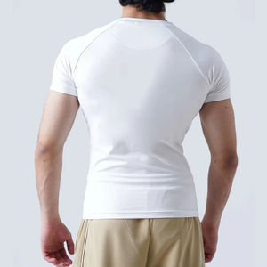 Camiseta Deportiva Blanca para Hombre, Ajuste Atlético, Absorbe el Sudor, Ropa de Fitness, Tejido Suave y Transpirable, Manga Corta, Camiseta de Entrenamiento - Product Image 5