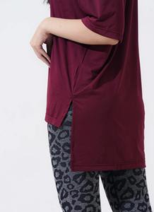 Camiseta de Verano para Mujer, Oversize, de Algodón, Transpirable, Cuello Redondo, Manga Corta, Hombros Caídos, Lisa, Casual, a la Moda - Product Image 5