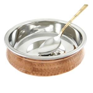 Bol de service en cuivre avec revêtement en acier inoxydable, finition martelée, fait main, pour restaurant, maison, hôtel, traiteur, vaisselle de table - Product Image 6