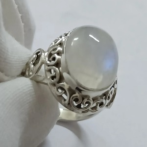 Blue Fire Rainbow Moonstone <b>Ring</b> 925 Sterling <b>Silver</b> Handmade <b>Statement</b> Promise <b>Ring</b> for Women Boho Oval June Birthstone Jewelry - Product Image 1