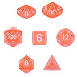 Translucent Orange 7-<b>Die</b> Polyhedral Set Velvet Pouch <b>Dice</b> - Product Image 1