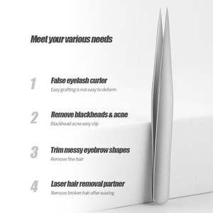 Pinzas de Cejas de Acero Inoxidable de Alta Precisión con Punta Curva, Reutilizables, Ligeras y Seguras, para Depilar y Recortar las Cejas - Product Image 3