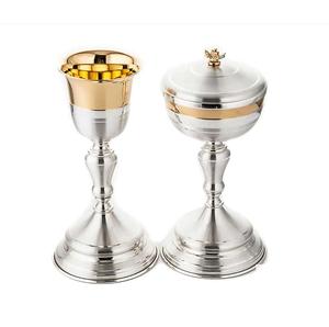 Ciborio y Cáliz Modernos, Chapados en Oro y Plata, Cáliz Grabado Personalizado Hecho a Mano con Acero de Latón de Alta Calidad - Product Image 3