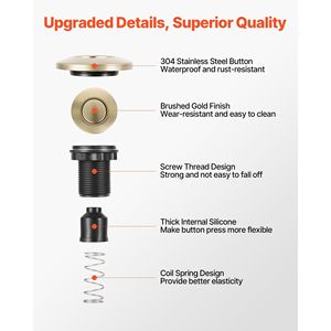 Kit Interruttore ad Aria per Tritarifiuti da Incasso da 2.5 Pollici, Acciaio Inossidabile ON/OFF, Finitura Oro Spazzolato - Product Image 3