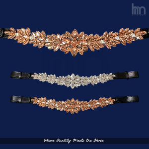 Diadema de cuero personalizada para caballo con cristales transparentes, diadema con broche a presión, accesorios ecuestres brillantes para caballo. - Product Image 3