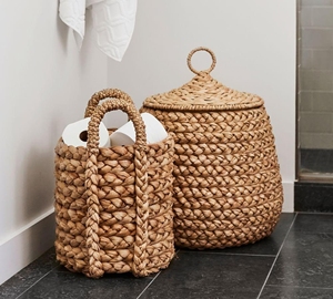Sustainable Eco-friendly Luxury Water Hyacinth Storage <b>Basket</b> Natural Decorative Durable Hand-braided <b>Baskets</b> Bulk Purchase - Product Image 4