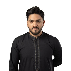Traje Shalwar Kameez Negro Sólido para Hombre, Venta al por Mayor de Fábrica, Lavable y Listo para Usar, Calidad Premium, Traje Formal Festivo para Hombre - Product Image 1