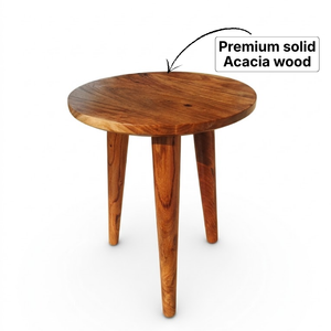 Table d'appoint ronde en bois massif moderne avec pieds amovibles, écologique et durable, pour chambre, appartement, salon, décoration, table d'appoint à 3 pieds - Product Image 5