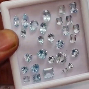 145 pièces d'aquamarine bleue naturelle, ovales 5x3, 5x4, 7x5mm, à facettes 3, 4, 5mm, 104 carats, Iroc Sales Beruj, pierres précieuses en vrac, 156 USD - Product Image 1